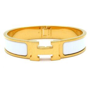 Hermès Clic H Bangle Gold White Hardware Patent Leather